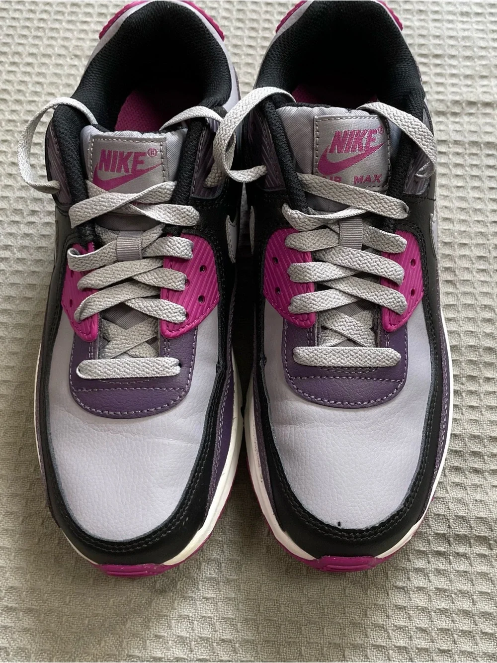 Kids Nike Air Max 90 Sneakers Shoes Gray Purple Black 6.5 Youth 6.5Y